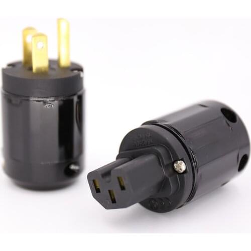 New Brass P-029 US Power Plug & C-029 IEC connector (Black) 10pairs
