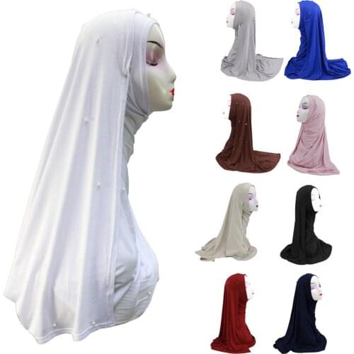 New Muslim Women Beads Amira Scarf Hijab Headscarf Wrap Islamic Shawl Stole Long Scarf Neck Cover Shawl Headscarf Arab 170*70cm