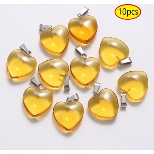 Wholesale 10 pcs/bag Heart Shape Natural Stone Pendant Crystal Men Women Gem Stone Quartz Pendants DIY Necklace Accessories