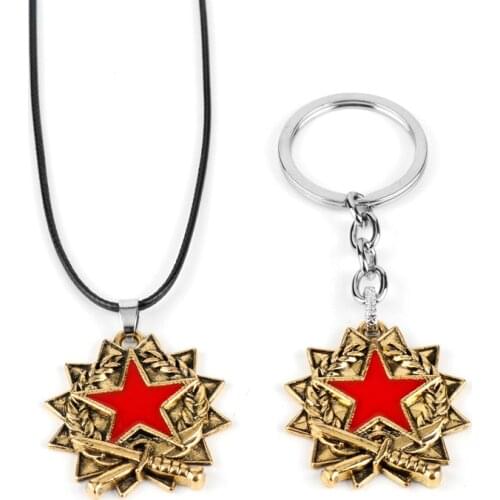 Game CSGO Counter Strike Pendant Necklace Red Five Star Design Medal Men Woman Jewelry Key Chains Metal Keychain CS GO Fans Gift