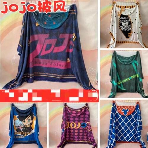 Anime JoJos Bizarre Adventure Cloak Toys Cosplay Kujo Jotaro Joseph Joestar Plush Cape Blanket Toy Gift