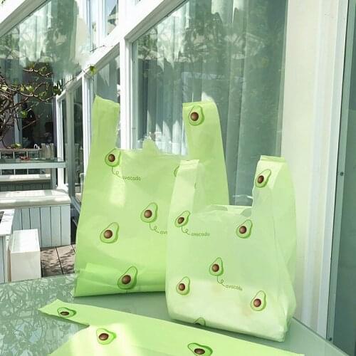 Cute Cartoon Pattern Plastic Vest Bag BeverageTakeaway Package Small Drink Shopping Pouch Thick Fruits Color Thick Handle Bags