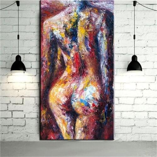 Hand painted modern nude art Oil Painting On Canvas large vertical Abstract figure Wall Art woman body Graffiti picture Decor