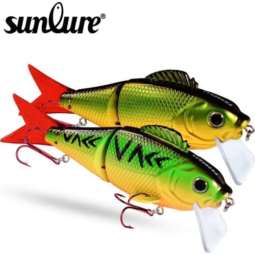 SUNLURE 2 Sections Swimbait 48g-1.69oz/5.9"-15cm Fishing Bait Hard Bait Fishing Tackle 6 Color Lures 2# Hook With Retail Box