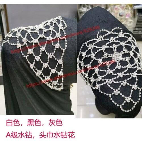 Grey black crystal rhinestone applique for scarf ornaments big white stone applique for dress belts bridal hairdress decoration
