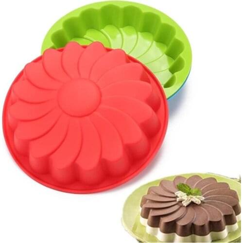 Silicone mold Sunflower Cake Mould Single Large Round Bottom Tornado Pattern Cake Mould Sunflower Baking Pan kitchen accessories