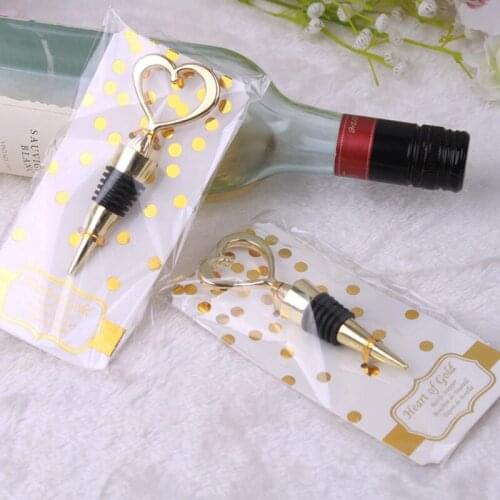 Wedding Party Decor Favors Gifts Metal Gold Heart Shaped Bottle Stopper Twist Wine Plug Kitchen Bar Tools LX8591