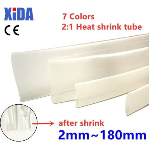 1Meter 2:1 Heat Shrink Tube Transparent Clear Black Heat Shrinkable Tubing Wrap Wire Kits Sell Connector Cable Sleeve DIY Repair