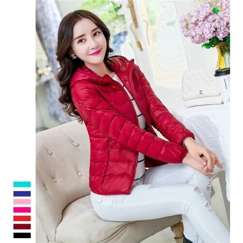 2020 Winter Down Jacket Women Coat Warm Plus Size Slim Short Lightweight White Duck Down Hooded Woman Coat Outerwear