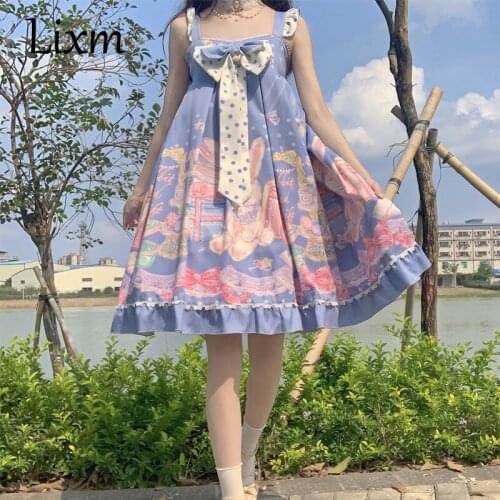 Lolita Tea Party Ladies Dress Sling JSK Dress Summer Kawaii Renaissance Gothic Dress Vintage Sweet Lolita Jsk