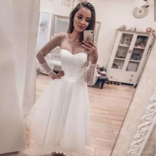 Robe De Mariee Lace Point Puff Sleeves suknia ślubna Vestidos Wedding Dress Robe De Soiree Robe De Soiree Bride To Be MF0035