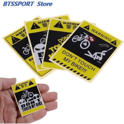 4 Types 1pc DONT TOUCH MY BIKE Bicycle Warning Sticker Waterproof Decal Waterproof Decorative Cycling Accessories