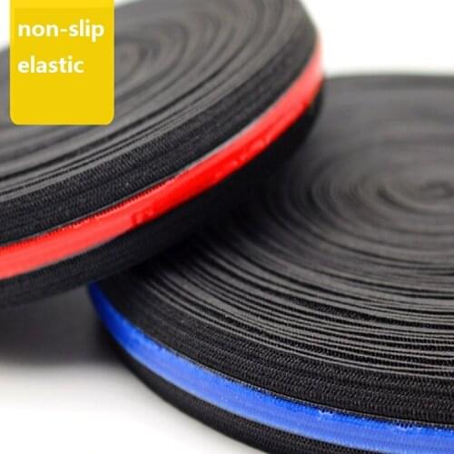 2cm elastic webbing with silicone non slip elastic band diy bags garment stretchy band black with red blue strip 10 meters