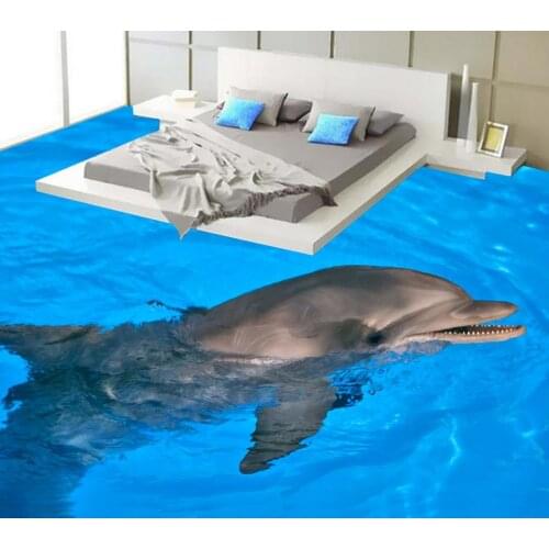 Dolphin Bathroom 3d wallpaper floor 3D wall murals wallpaper floor Custom Photo self-adhesive 3D floor