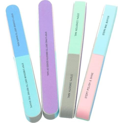 4Pcs Six-sided Polishing File Nail Care Tools Creative Printing Nail Files Sanding Professional Manicure Drop Shipping HE0032