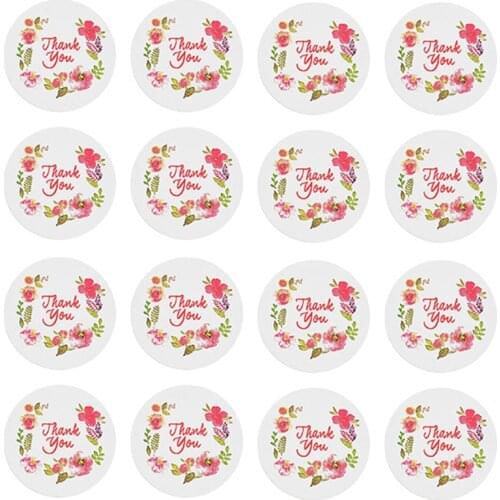 80pcs Rose Flower Thank you sealing label Adhesive Kraft Baking Seal Sticker gift stickers