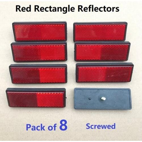 8XRectangle Red Reflectors Side Rear/Tail/Signal Reflective Effect Parts 87*32*10mm RV Campervan Motorhome Bus Trucks Screwed