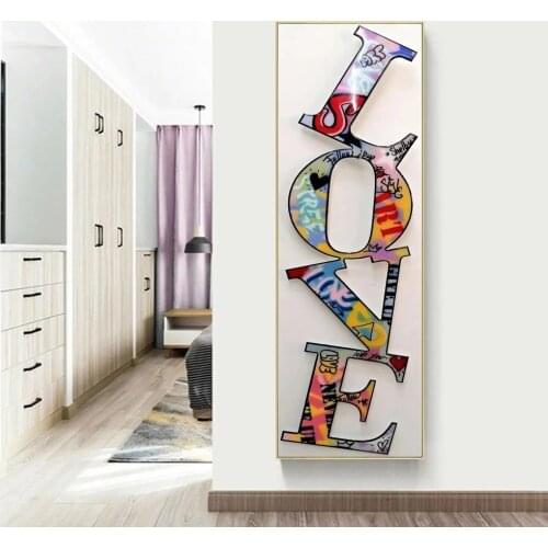 Abstract Graffiti Modern Letters Love Canvas Painting Art Posters and Prints Modern Wall Art Pictures for Living Room Home Decor