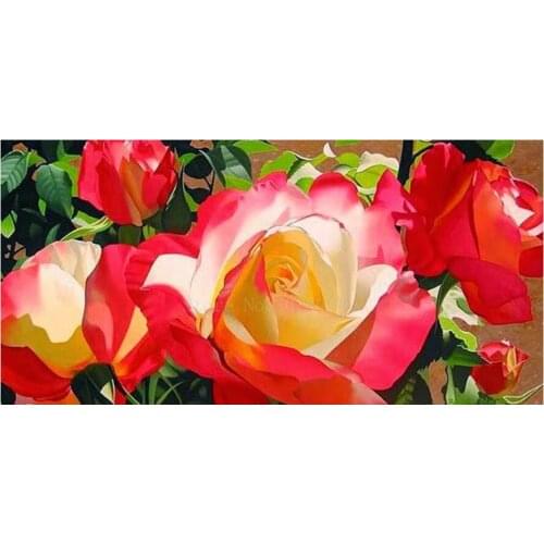 Diamond Mosaic 5D Diy Diamond Embroidery Peony Is Open By The Road 3D Diamond Painting Cross Stitch Floral Rhinestone Decoration