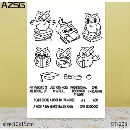 AZSG Hard Working Bird Owl Clear Stamps/Seals For DIY Scrapbooking/Card Making/Album Decorative Silicone Stamp Crafts