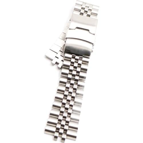 CARLYWET 22mm Sliver Watch Band Jubilee Bracelet Hollow Curved End Solid Screw Links Stainless Steel Silver For Seiko SKX 007