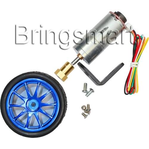 Bringsmart DC 12v Hall Encoder Gear 18-1930rpm Engine Gearbox Micro Electric Motor Wheel Tire Bracket Coupling for DIY Robot