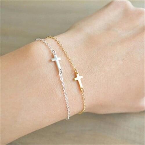 Delicate Tiny Cross Bracelet Jewelry Christian Believers Good Wishes To Pray For Good Luck
