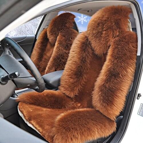 Sheep Skin Short Plush Car Seat Cushion Winter Warm Woolen Fur Purple Beige Red Wine Black for Car Suv Truck 4 pcs/set with Gift