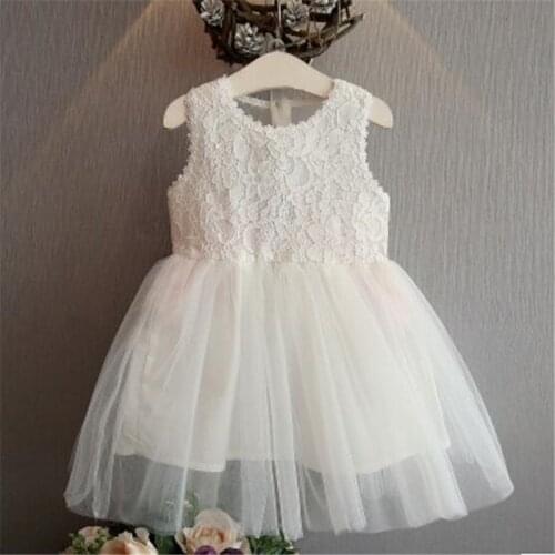 Kids Girl Lace Flower Dress Children Bridesmaid Elegant Dress Tulle Formal Party Dress