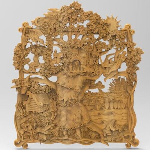 Forest House Tree STL 3d Model Relief for CNC Router 3D Printer Artcam Aspire Bas Relief _Home Decor " CNC file"