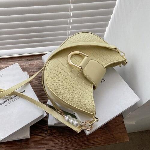 Small Stone Pattern Solid Color Pu Leather Saddle Crossbody Bags For Women 2021 Summer Design Female Luxury Shoulder Handbags