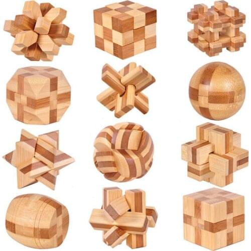 Foreign Trade Original Single Wooden Adult Classical Educational Toys Kong Mingsuo Luban Lock Small Wooden Knot Unzip