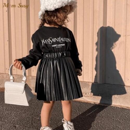 Fashion Baby Girl PU Leather Pleated Skirt Infant Toddler Child Spring Autumn Winter Faux Leather Skirt Baby Short Clothes 2-10Y