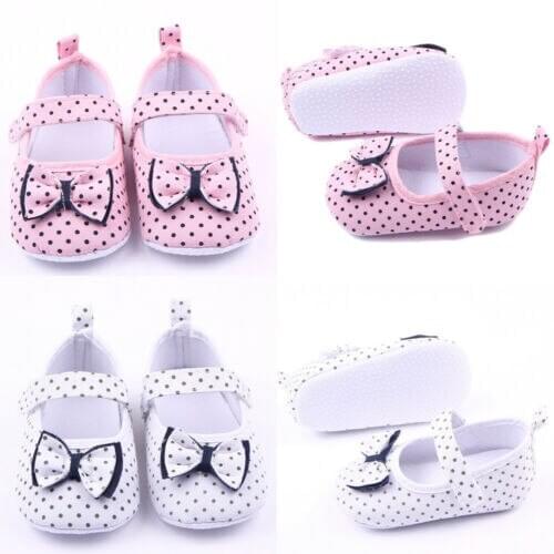 Fashion Toddler Baby Girl Dot Bow Summer Cotton Anti-slip Sole Crib Shoe Sneaker Newborn For 3-12Months