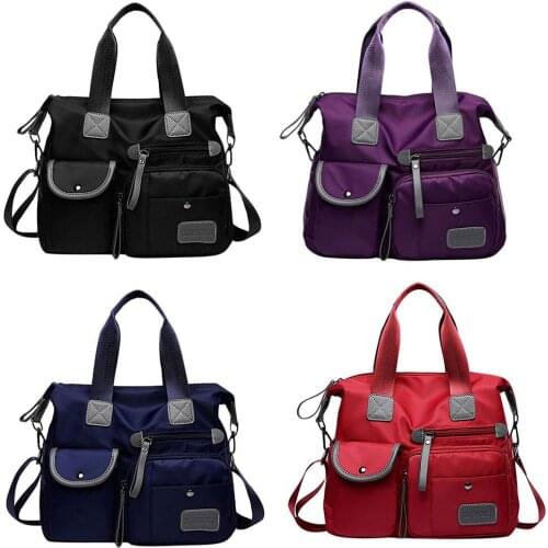 Fashion Simple Multiuse Women Travel Messenger Handbags Large Capacity Waterproof Nylon Crossbody Solid Ladies Shoulder Bags