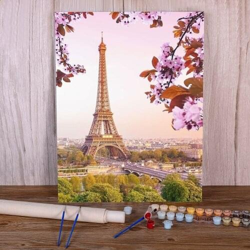 Landscape Paris Tower DIY Paint By Numbers Kit Acrylic Paints 50*70 Boards By Numbers New Design Crafts Adults Handicraft