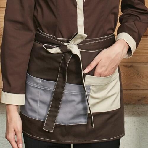 Polyester Cotton Waist Apron Barista Restaurant Waitstaff Bartender Baker Catering Uniform Florist Chef Culinary Work Wear D88