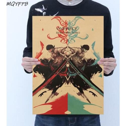 Classic Anime One Piece Roronoa Zoro Kraft Paper Wall Sticker Poster Household Decoration Painting