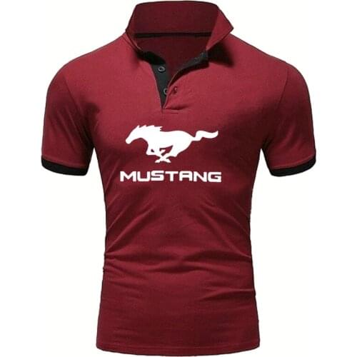 2021Summer Mens short sleeve Mustang Car Logo printing high quality POLO shirt Casual Pure cotton Mens POLO shirt