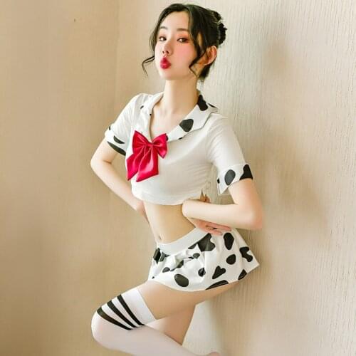 JIMIKO sexy school uniform cute female student Cows cosplay slutty costumes sex miniskirt sailor Girl Erotic outfit hot lingerie