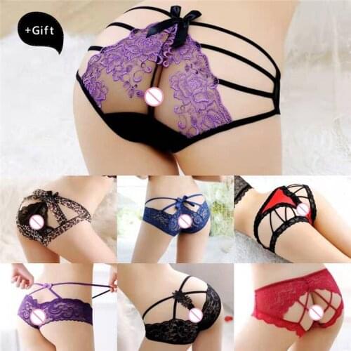 Sexy Panties Lace G-string Thongs Hole Panties Erotic Open Beauty Back Pant Soft Underwear For women Couple Panties Valenties