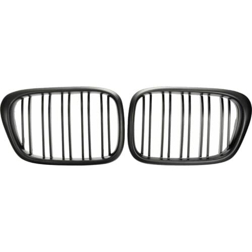 Front Bumper Kidney Grill Replacement Dual Slat Grilles for BMW E39 5 Series 525 528 1995-2004 Matte Black