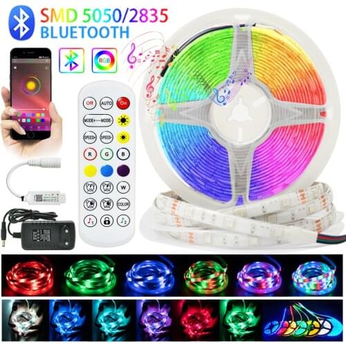 LED Strip Lights Bluetooth Desk kitchen Iuces RGB 5050/2835 Waterproof 12V Flexible Lamp DIY Decoration Tape Ribbon Diode 5M-20M