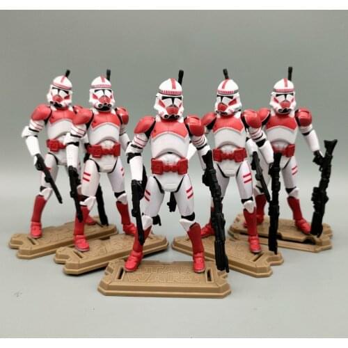SW Lot of 5 SW Republic Shocktrooper Red White Trooper 3.75" Loose Action Figure