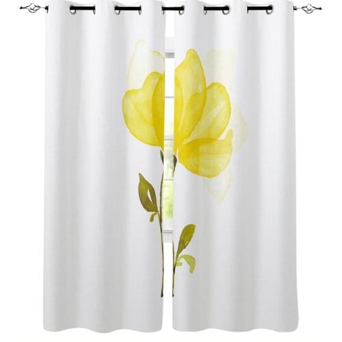 Spring Yellow Flower Abstract Blackout Curtains For Living Room Bedroom Window Treatment Blinds Drapes Kitchen Curtains