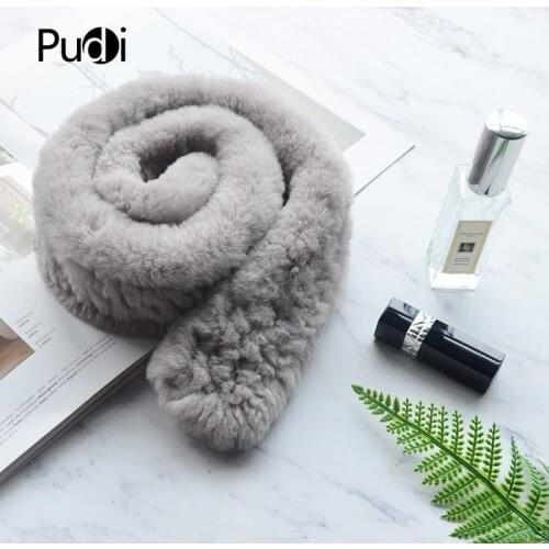 Aorice SF816 Women Winter Warm Fur Scarf New Style Real Rabbit Fur Scarves Wraps Rings Black White Color