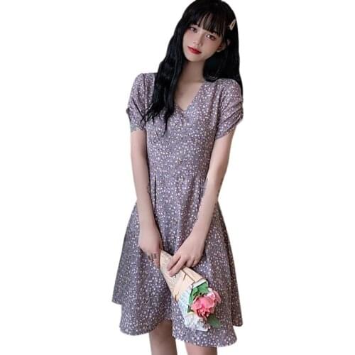 DAXIN Women Short Sleeve Sweet Floral Mini Dress Ladies Summer V neck Ladies Sundress Female Vestidos Femme vestido de mujer