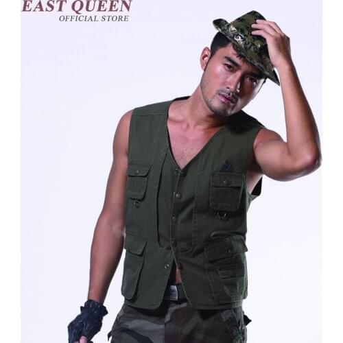 Vest with many pockets Casual Many Pockets Waistcoat Outerwear Sleeveless Jacket military clothing KK1872 H