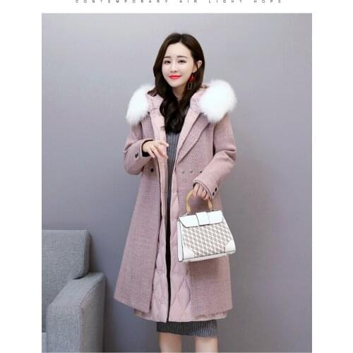 Winter 2018 new womens dress Korean version of the long hooded true fox fur collar down jacket with fur coat coat 90171