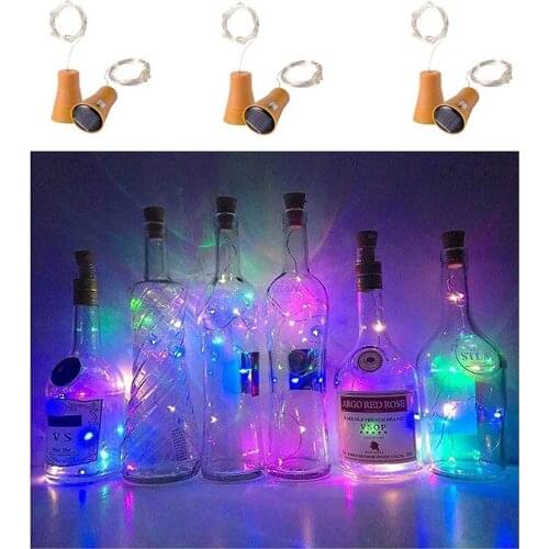 10 pieces Solar Powered Wine Bottle Lights 20 LED Waterproof Cork Shaped Fairy String Lights for Wedding Christmas Outdoor